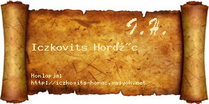 Iczkovits Horác névjegykártya
